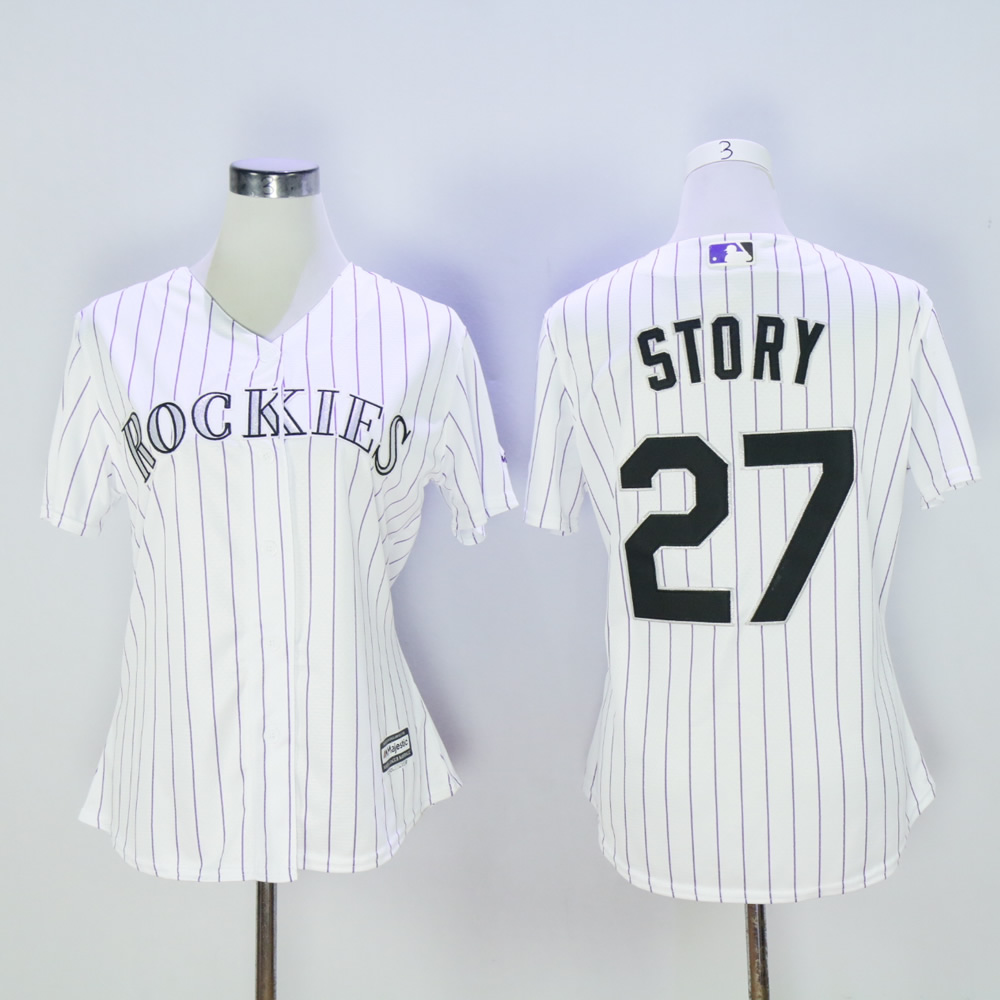 Women Colorado Rockies #27 Story White MLB Jerseys->los angeles angels->MLB Jersey